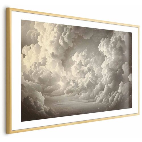  Plakat Whisper of Illuminated Clouds: Soft Light Play in the Sky Theater 60x40 Zlatni okvir s margom Cijene