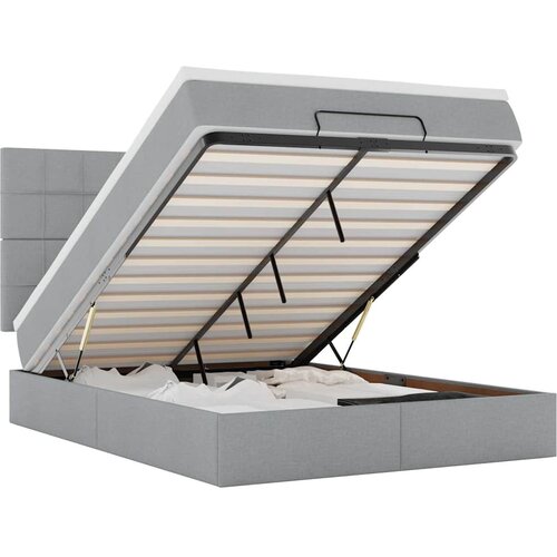 Maison Chic Otomanska Posteljni okvir - Dvoposteljna postelja - Zakonska postelja z vzmetnico & LEDs Svetlo siva 140x190 cm-J241, (21772125) Cene