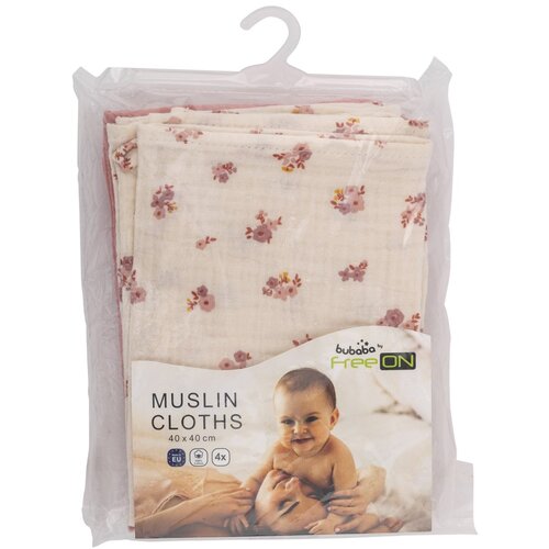 Bubaba by FreeON tetra krpice muslin 4/1, 40 x 40 cm pink/beige Cene