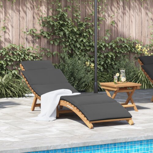 VidaXL Ležalnik z blazino Temno siva 188 x 55 x 59 cm Trdna tikovina Slike