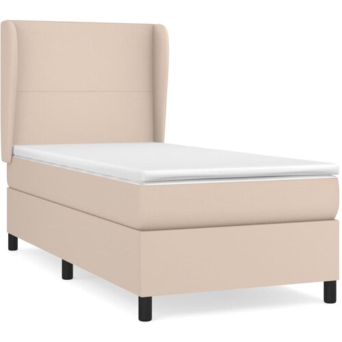  Box spring postelja z vzmetnico kapučino 90x190 cm umetno usnje Cene