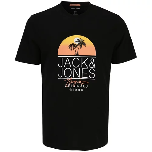 Jack & Jones Plus Majica 'CASEY' žuta / koraljna / crna / bijela