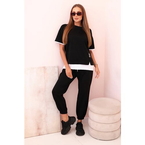 Kesi Włoski Women&amp;#039;s butter set with short sleeves and pants black Slike