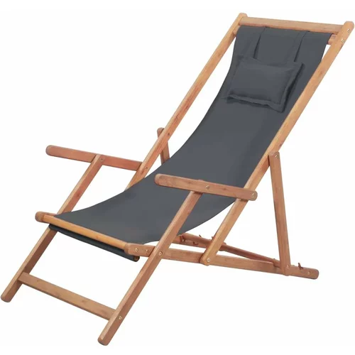  Zložljiv stol za na plažo blago in lesen okvir sive barve, (20660639)