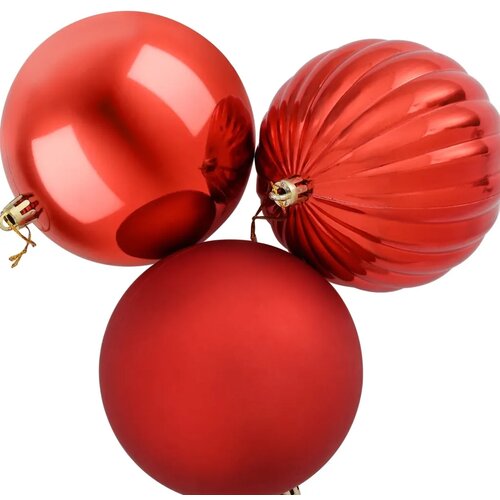  Set božićnih kuglica XXL 3 kom. Crvena &amp;Oslash; 25 cm Plastika - Crvena &amp;Oslash; 25 cm (3 kom) Slike