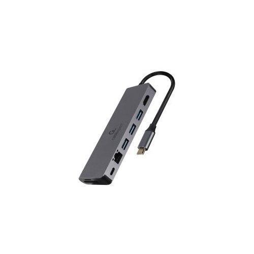 Docking station USB adapter Type-C 5-in-1 multi-port adapter Hub + HDMI + PD + card reader + LAN, A-CM-COMBO5-05 Slike