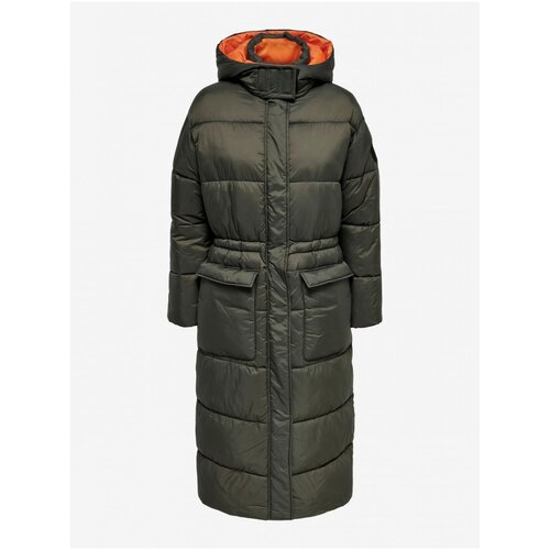 Only Khaki Womens Quilted Winter Coat Hooded Puk - Women Slike