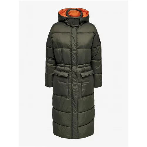 Only Khaki Womens Quilted Winter Coat Hooded Puk - Women