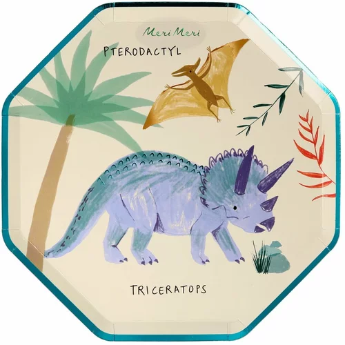 Meri Meri Papirnati jednokratni tanjuri u setu 8 kom Dinosaur Kingdom –
