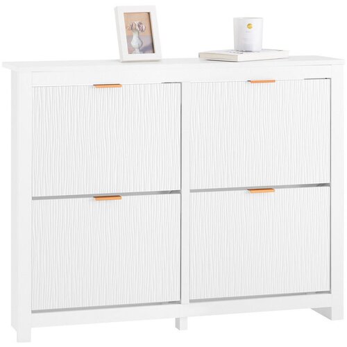 SoBuy OMARA ZA ČEVLJE s 4 vrati Bela 104x23x82cm Sodobno Slike