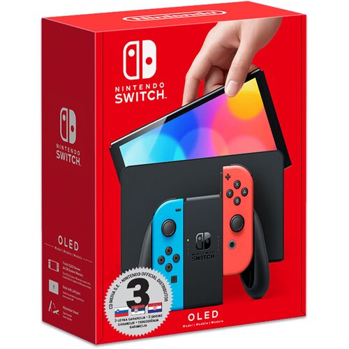 Nintendo SWITCH CONSOLE O LED NEON BLUE/RED 3Y, (21332134) Cene