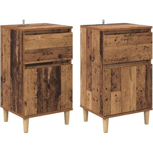  Noćni ormar 2 pcs Staro drvo 40 x 35 x 70 cm Konstruirano drvo Slike