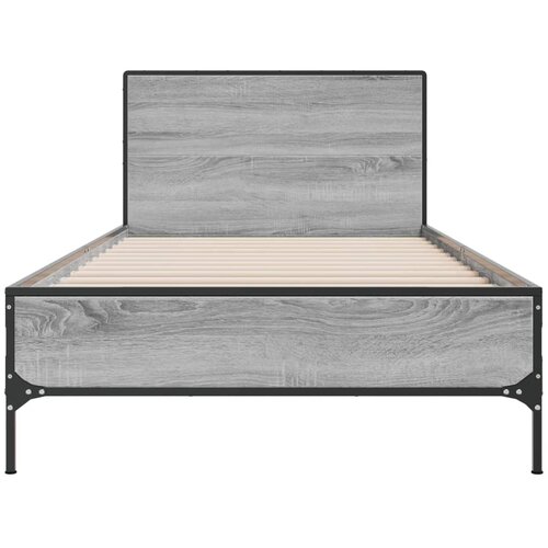  Okvir za krevet boja hrasta 75x190 cm konstruirano drvo i metal Siva 75 x 190 cm Slike