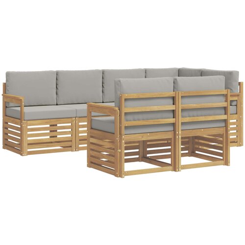  Set vanjskih sofa 7 kom. Bijela i svjetlosiva Poliester 247 x 128,5 x 73 cm Slike