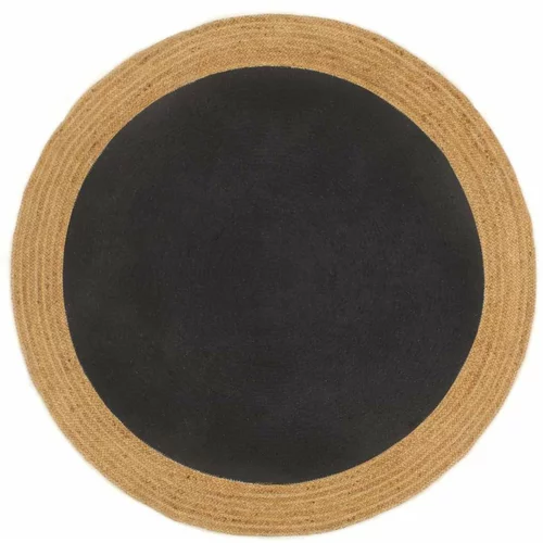 Ukrasni tepih pleteni crni-prirodni 90 cm juta i pamuk okrugli