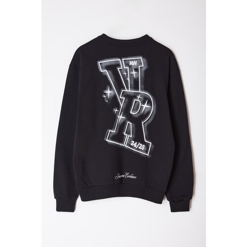 Trendyol Black Oversize/Wide Cut Letter Printed Sweatshirt Slike