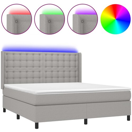 Maison Chic Box spring postelja - Vzmetna postelja z vzmetnico LED sv. siva 160x200 cm blago SL2666, (21905456) Cene
