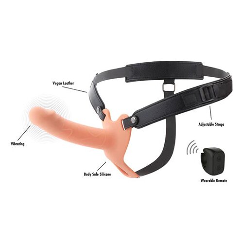 Hidden Desire Inferno Vibrating Silicone Hollow Penis Strap-On with Remote 16cm Skin Slike