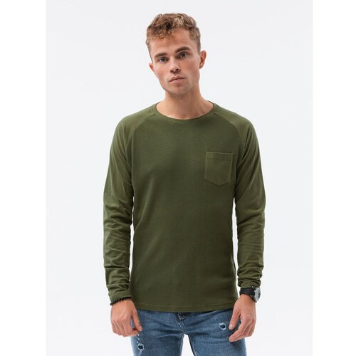 Ombre muška majica sa dugim rukavima maslinasto zelena L137 Cene