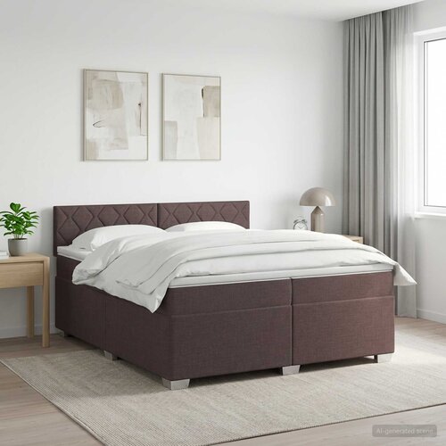  Boxspring krevet s madracem Tamno smeđa 200 x 200 cm Tkanina Cene