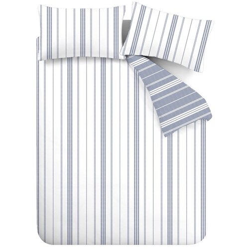 Catherine Lansfield Bela/modra enojna posteljnina 135x200 cm Harbour Stripe – Cene