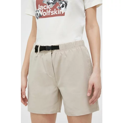 Jack Wolfskin Kratke hlače 10 za žene, boja: bež, glatki materijal, srednje visoki struk