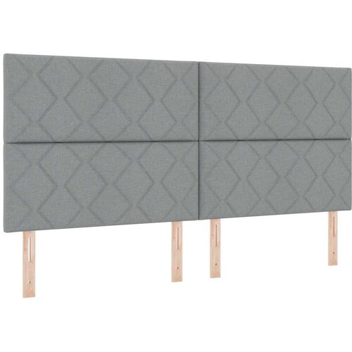  LED Box Spring Krevet Svijetlo siva 200 x 200 cm tkanina Svjetlosiva Slike