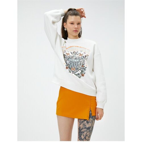 Koton Crewneck Sweatshirt with Printed Ribbed Long Sleeve Slike