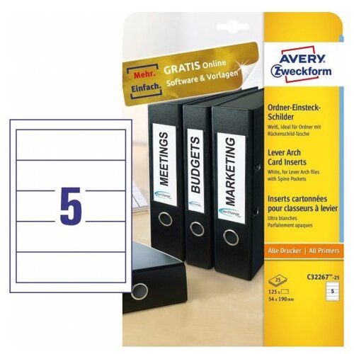 Avery Zweckform Vstavni kartončki za hrbtišča registratorjev 190 x 54 mm Cene