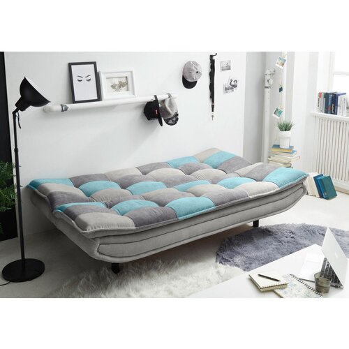 MID.YOU ZOFA S POSTELJNO FUNKCIJO, turkizna, umazano rjava, temno siva tekstil, leseni material Slike