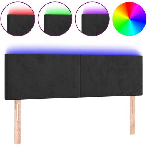 Maison Chic led posteljno vzglavje - vzglavna omarica - nočna omarica črno 144x5x78/88 cm blago, (21710146) Cene