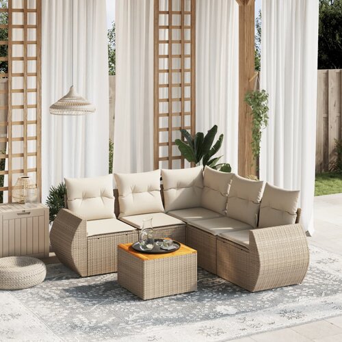 vidaXL 6-dijelni set vrtnih sofa s jastucima bež od poliratana Cijene