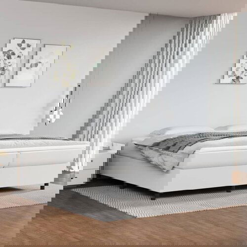 The Living Store Posteljni okvir bel 200x200 cm umetno usnje - Box Spring Posteljni Okvir, (21520459) Slike
