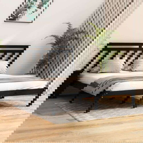  Za krevet od masivnog drva crni 140 x 190 cm Slike