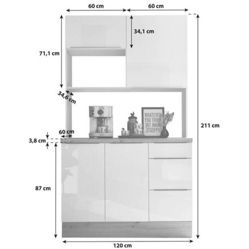 RESPEKTA Majhna Kuhinja Brez Aparatov Premium Marleen, 120cm Slike