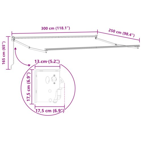 vidaXL ročna retraktibilna tenda črtasta multicolor 300x250 cm Cene