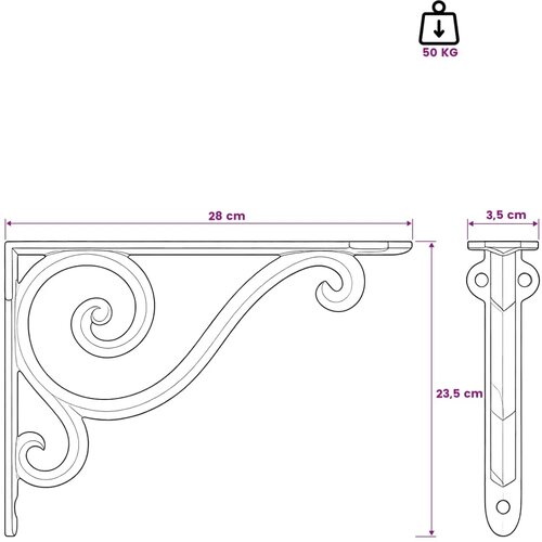  Nosači za zidne police 2 kom. Antič White 23.5 x 28 x 3.5 cm - antično bijela 23 x 27.5 x 2 cm 2 Slike