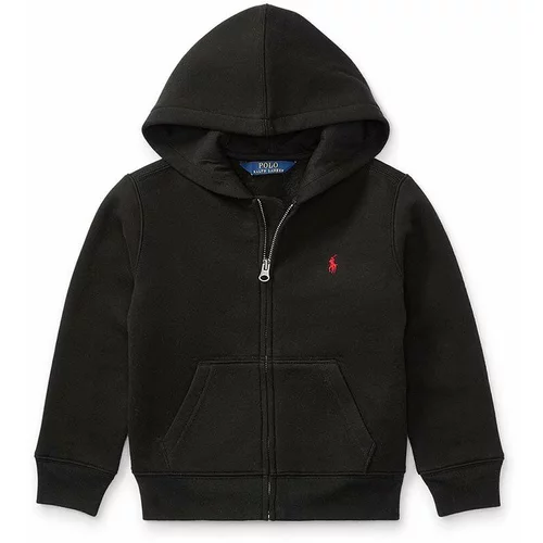 Polo Ralph Lauren Otroški pulover črna barva, s kapuco