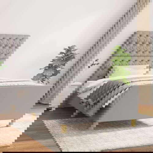  Za krevet s uzglavljem svjetlosivi 90x200 cm od tkanine Slike