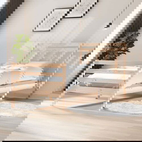 The Living Store Posteljni okvir trden les 100x200 cm - Posteljni Okvir, (21525206) Slike