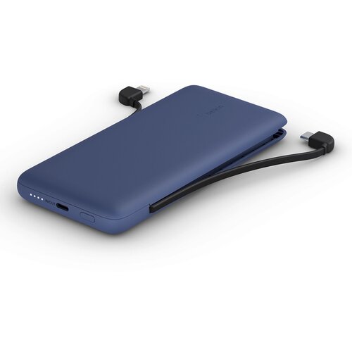 Belkin Zunanja baterija 10.000 mAh, vrata USB-C za napajanje 18 W, vgrajen kabel za iPhone in kabel USB-C, BOOST?CHARGE - modra, (20516755) Slike