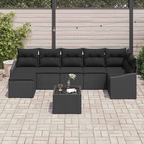  Sjedeća garnitura za vrt 8 kom. Crna poliratan 288,5 x 123,5 x 85 cm Slike