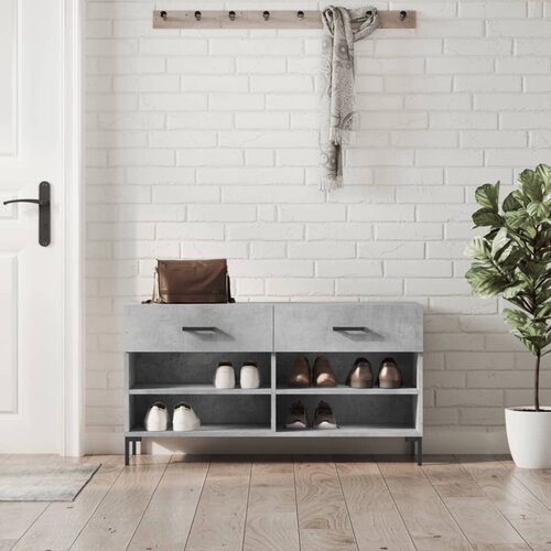 vidaXL Regal za čevlje betonsko siv 102x35x55 cm inženirski les Cene