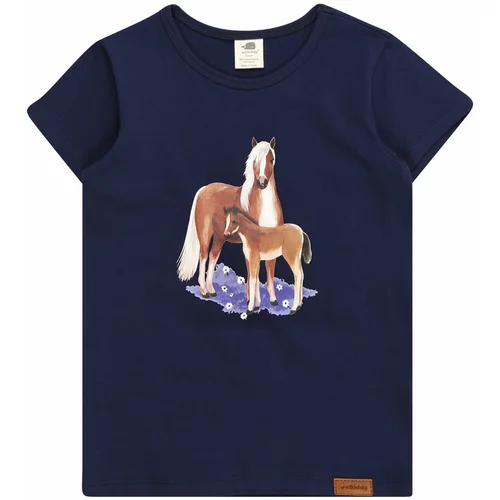 Walkiddy Majica 'Little & Big Horses' mornarsko plava / smeđa / lila / bijela