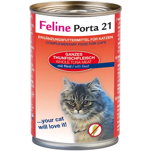 Porta Feline 21 hrana za mačke 6 x 400 g - Tuna s govedinom (bez žitarica)