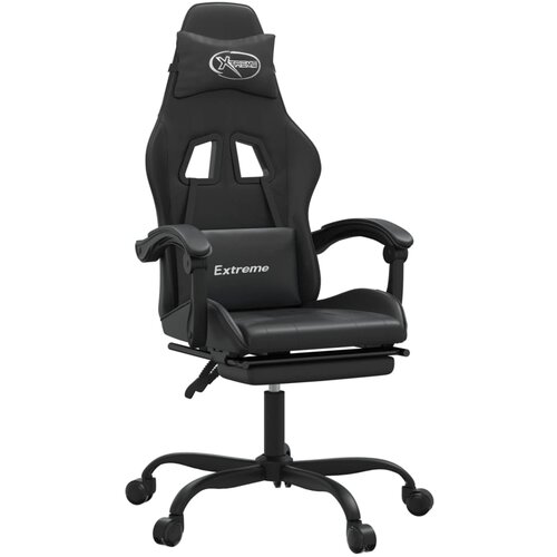 vidaXL Gaming stol z oporo za noge črno umetno usnje Cene