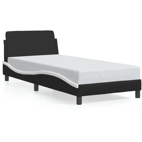 Maison Chic Posteljni okvir - Enojna postelja - Postelja za odrasle z vzglavjem črn in bel 90x200 cm umetno usnje-J9505, (21771829) Cene