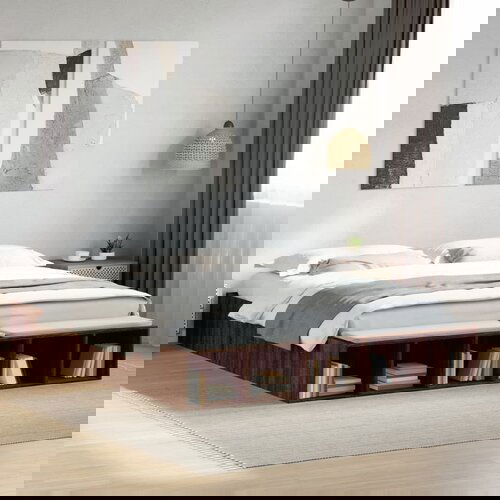 Furnova Posteljni okvir rjav hrast 200x200 cm inženirski les, (21944269) Slike