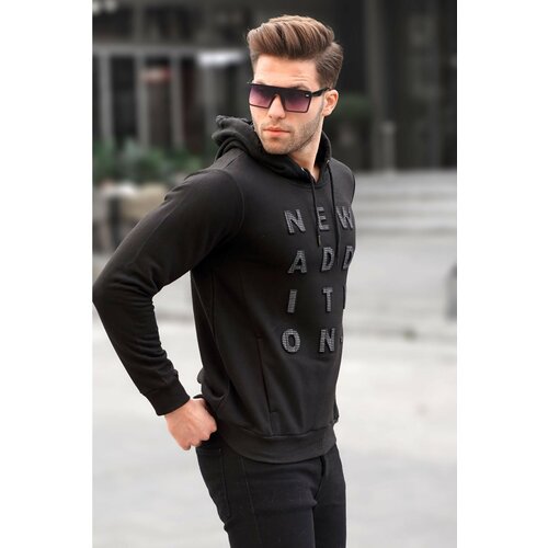 Madmext Men's Black Embossed Hooded Sweatshirt 2789 Cene