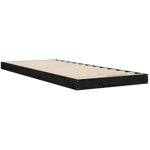  Okvir kreveta crni 75 x 190 cm mali od masivne borovine Slike
